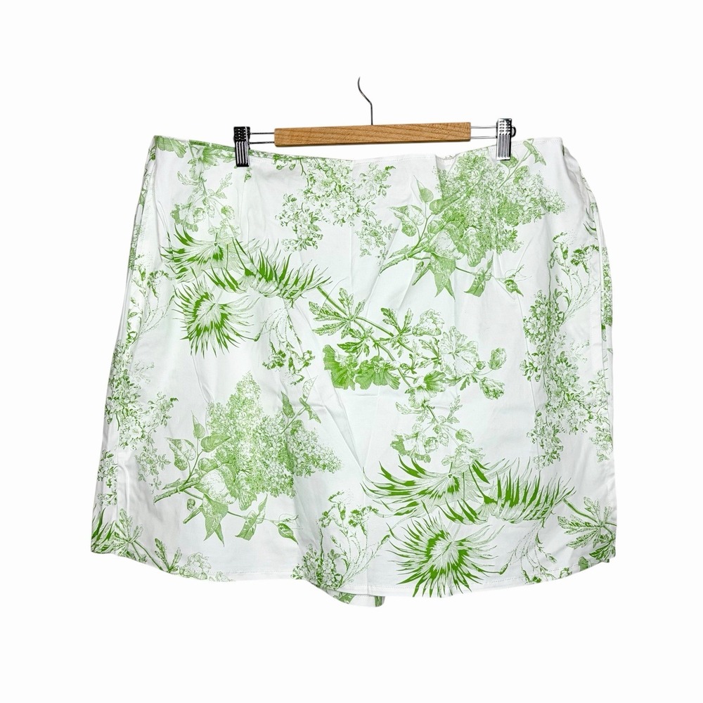 Denim & Co Floral Print Skort Womens Size 3X Skirt Shorts Nature Plants Coastal
